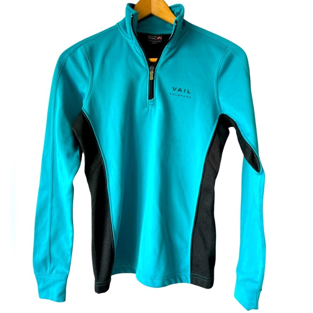 Women's Teal and Black Quarter-Zip Sweatshirt